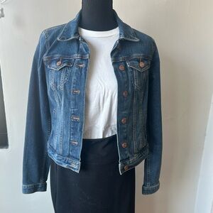 LOFT Classic Blue Jean Jacket with lovely ROSE GOLD buttons